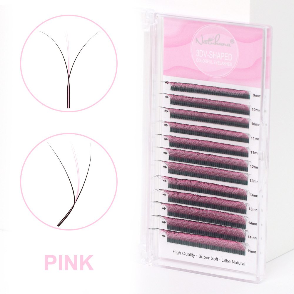 NATUHANA 0.07 Trébol sándwich W Pestañas de color malla tejido flor de manera uniforme pestañas injertadas