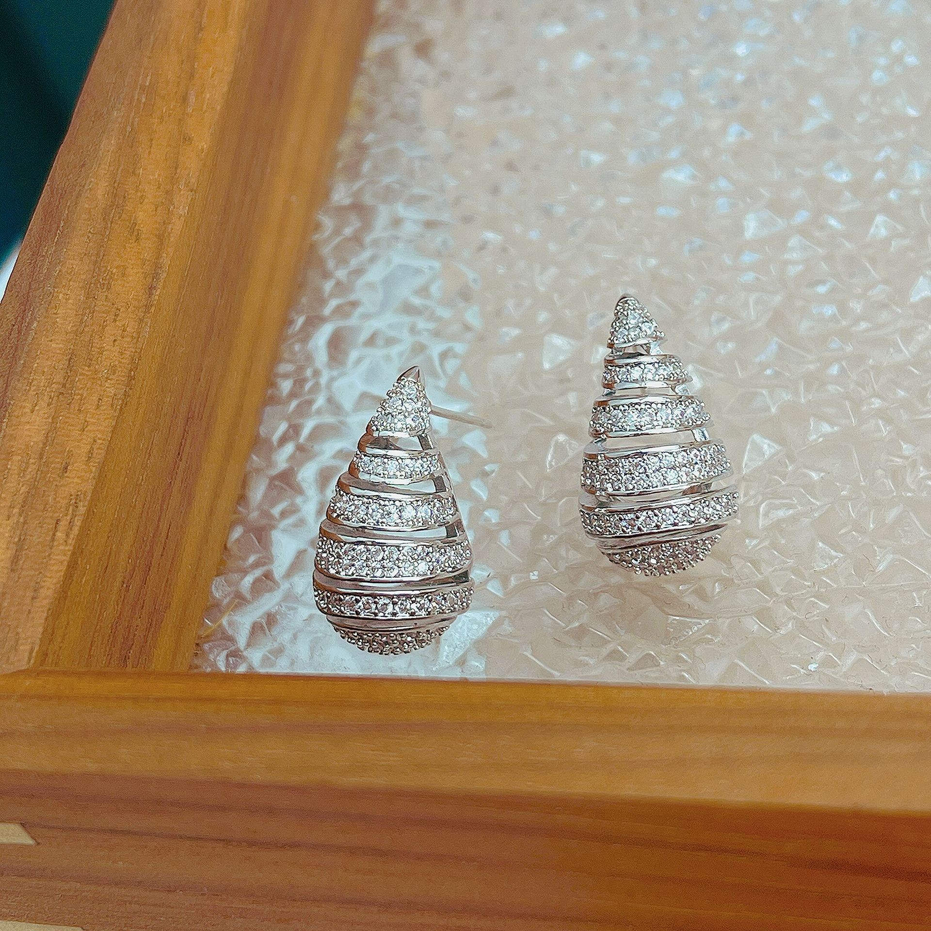 F7963 실버 마이크로 파베 드롭 귀걸이