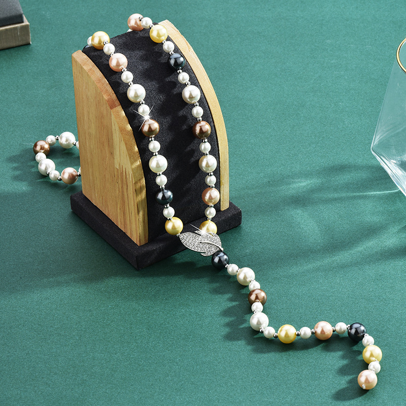 Factory Direct Pearl long necklace women's high-grade Leaf Pearl sweater chain elegant all-match autumn and winter accessories