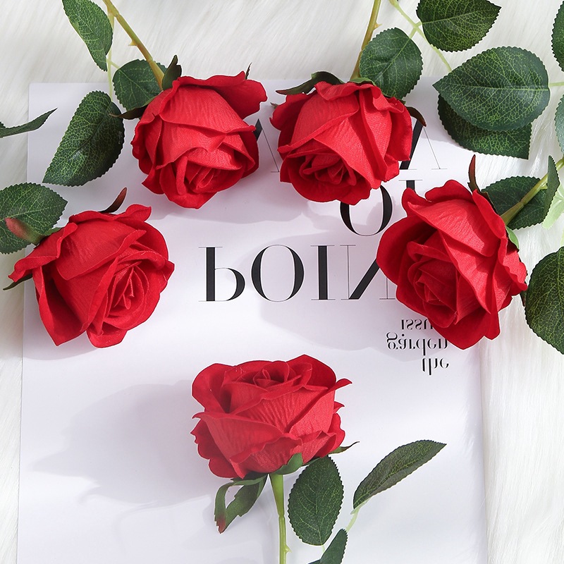 Simulated rose single rose Valentine's Day gift Wedding wedding decoration fake flower simulation flower wholesale