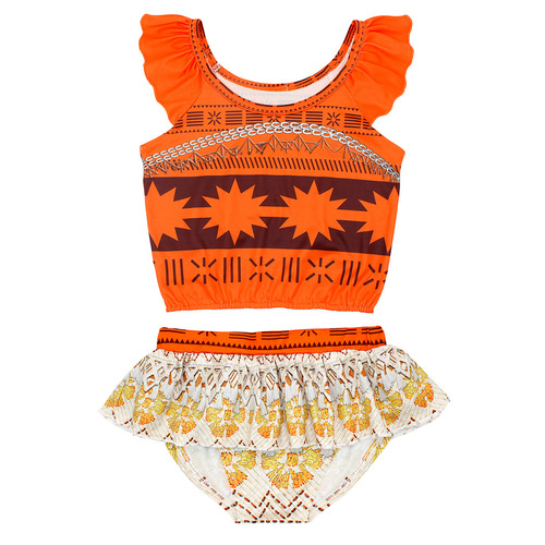Children's Swimwear Set: Princess Moana Cartoon Bodysuit with Shorts