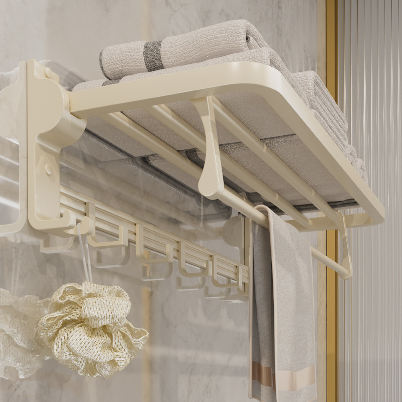 Punch-free Cream-style Towel Rack Toilet Milk White Bath Towel Rack Bathroom Bathroom Hardware Pendant Set
