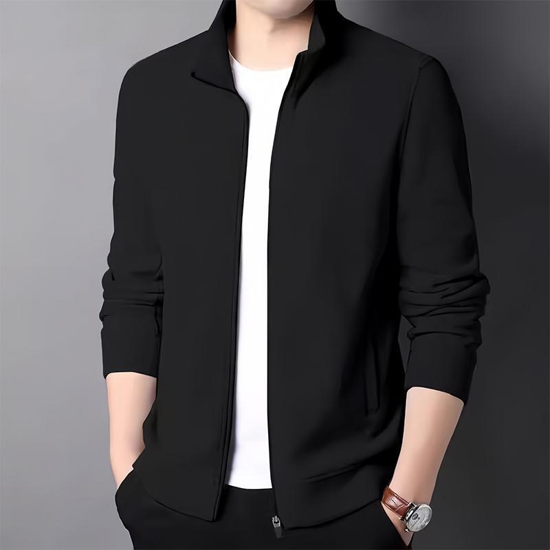 Business Jacket Men's 2025 Spring and Autum New Commuter Men's Autum Middle-Aged Stand-Up Collar Jacket Versatile Cardigan Sweatshirt