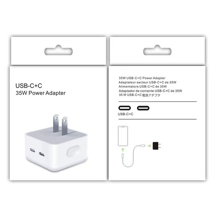 跨境新PD双C口35W折叠脚双PD适配器 美规欧规英规双TYPE-C充电器|undefined
