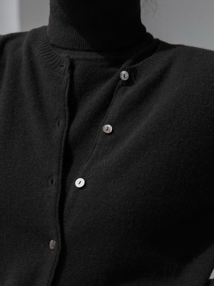 Bộ áo len dệt kim nữ cổ cao không tay kèm áo cardigan dáng suông — Áo vest màu nâu, Áo vest màu xám đậm, áo vest màu vàng, áo vest màu xanh chi tiết 119