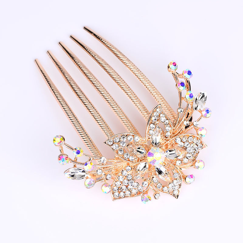 Peine de inserción de diamante de aleación Peine de pelo de estilo coreano rizador de pelo de las mujeres flequillo peine cabeza de bola peine de pelo peine de cinco dientes accesorios para el cabello mujeres