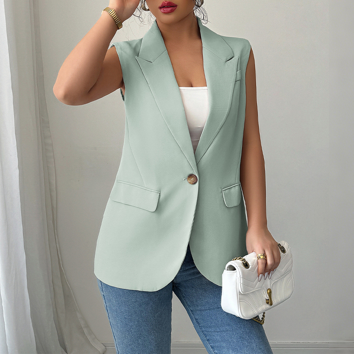 Diyun transfronterizo europeo y americano elegante chaleco sin mangas viaje pequeño traje ropa de mujer verano 2025 Amazon Independent Station