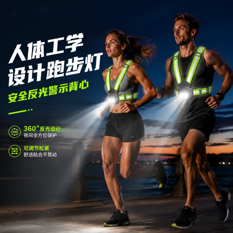 LED light-up vest, outdoor cycling safety warning light, high-brightness reflective vest, running light, emergency night fishing light