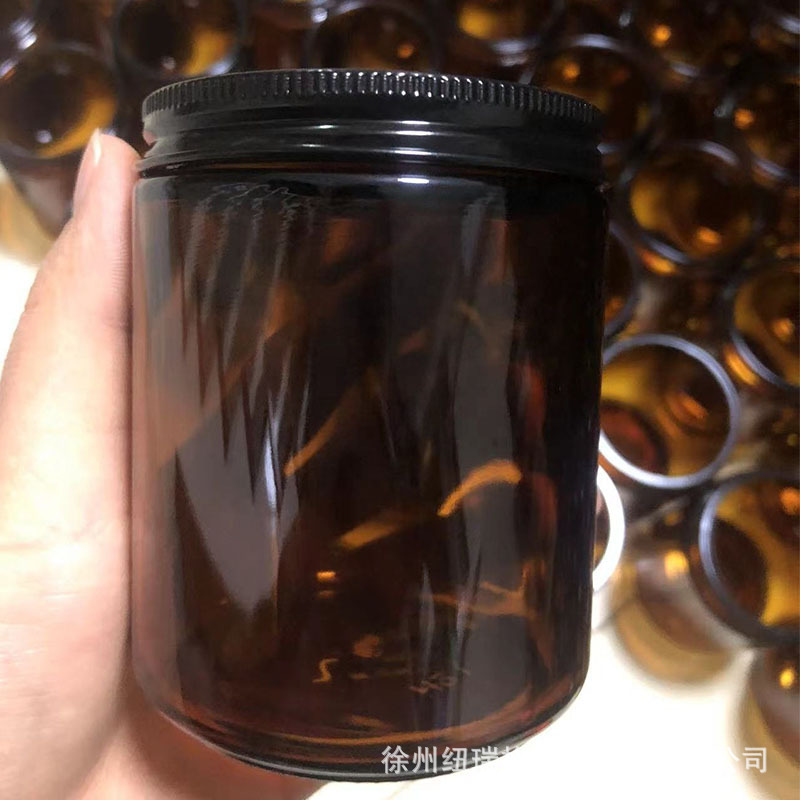 250ml棕色香薰蜡烛ins风玻璃蜡烛杯高端密封带盖香薰香氛蜡烛容器