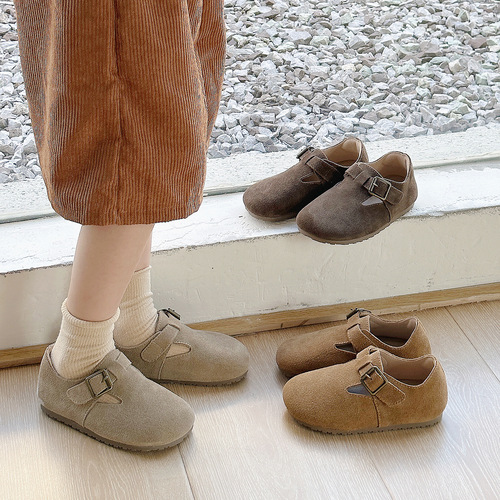Xiameng children's shoes, spring and autumn new styles, girls' princess leather shoes, children's frosted genuine leather Birkenstock shoes, boys' single shoes