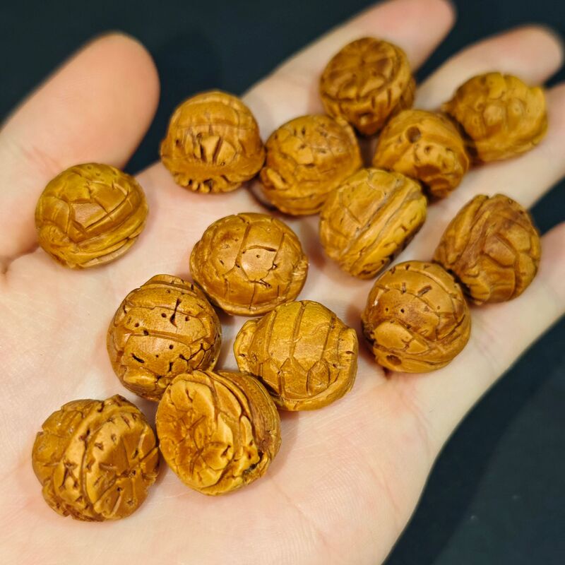 桃核雕刻桃篮配珠手串儿童吊坠手工diy手链材料桃核长命锁福字锁|undefined