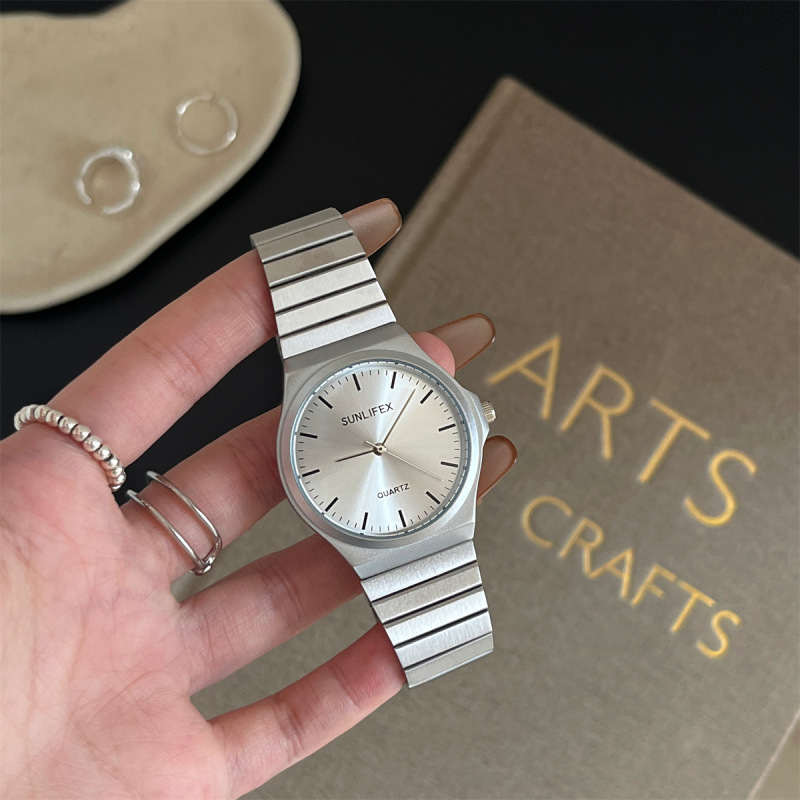 SUNLIFEX Trendy Simple Internet Celebrant Fashion Watch Small Silver Watch Fashionable Korean Style Exquisite Quartz Women's Watch Cross-border Supply