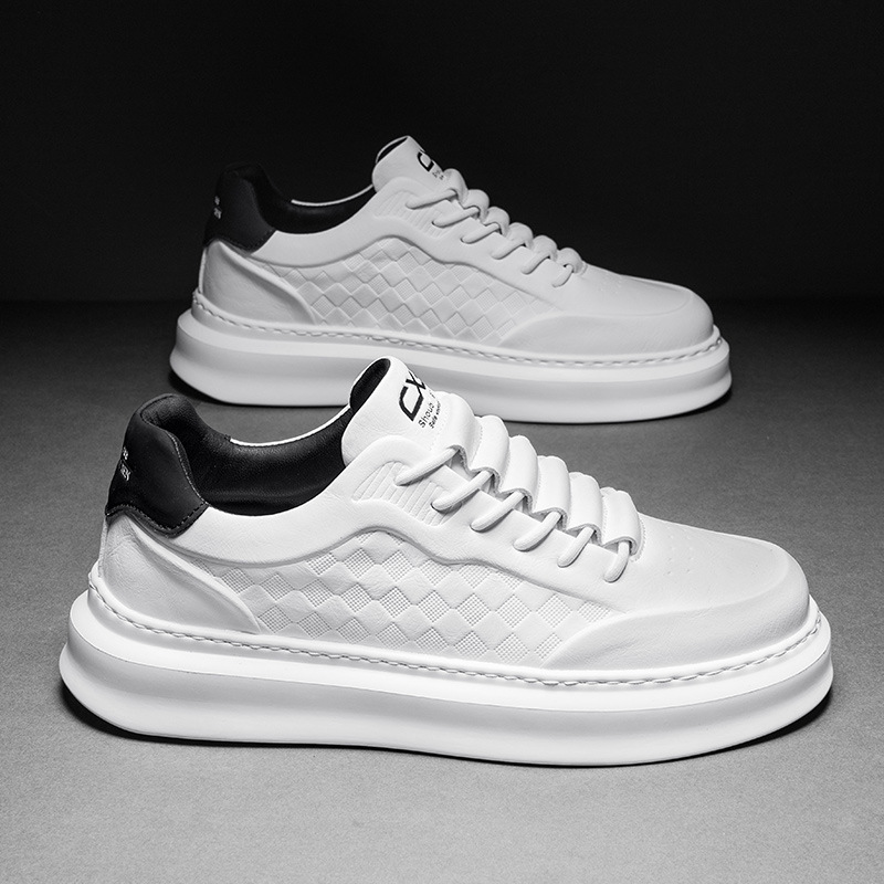 Zapatos blancos para hombres, trabajo casual diario, zapatos de cuero de microfibra de todo fósforo, plataforma baja, zapatos deportivos de alta calidad para hombres