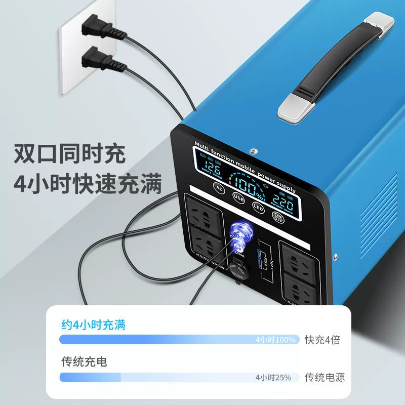 Travel capacious handheld power supply for camping, 220v