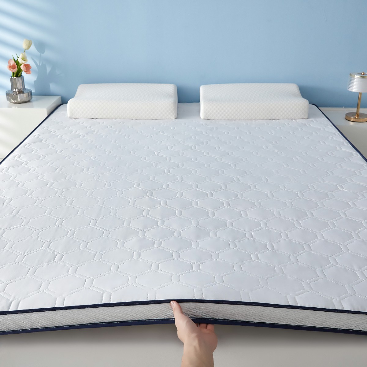 [three-dimensional] white geometric style [anti-stress spine protection] / 90x190 [suitable for 0.9m bed]/thickness about 4cm
