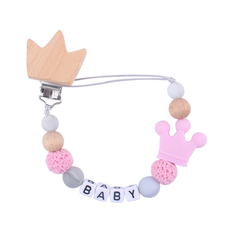 Nuevo bebé de haya animal chupete clip calmante bebé DIY animal mordedura molares chupete cadena