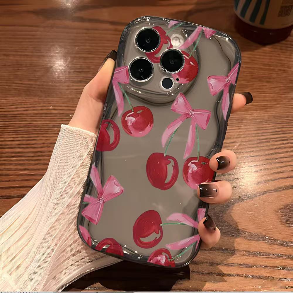 Bow Cherry para iphone15promax funda para teléfono móvil 11 Apple 15 anti-caída 14pro Japón y Corea 13/12
