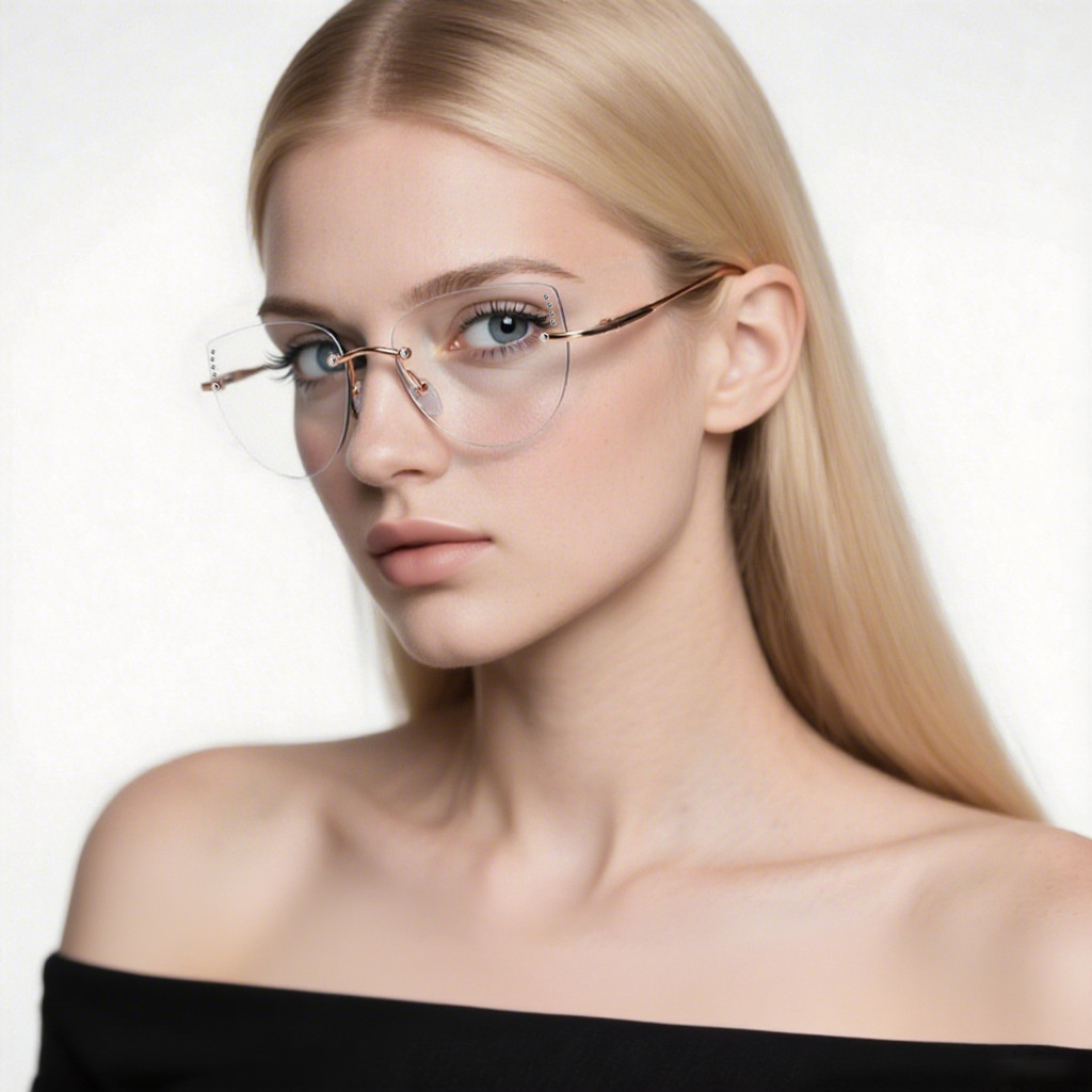 Gafas sin montura de alta calidad, metal puro, ultraligeras, fotocromáticas, gafas ovaladas, monturas de gafas para mujer, gafas para miopía