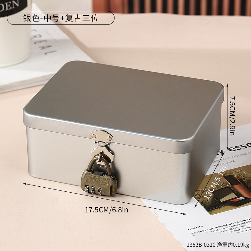 2352B-0310 양철 보관함 - 실버 - 미디엄 + 레트로 3위치