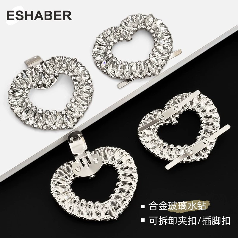 Новые аксессуары для обуви «сделай сам», стеклянные стразы в форме сердца, пряжка для обуви из сплава, верхняя съемная декоративная фурнитура, пряжка для обуви, оптовая продажа