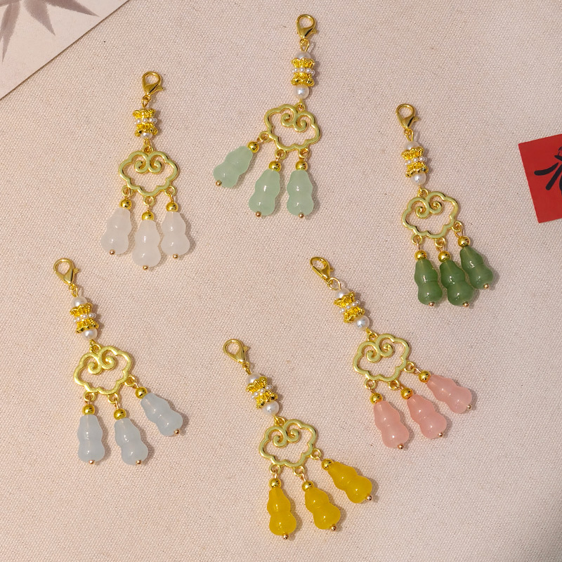 Gourd Pendant with Ruyi Cloud Lock DIY Jewelry Lobster Clasp Pendant Hanfu Cheongsam Accessory Pendant