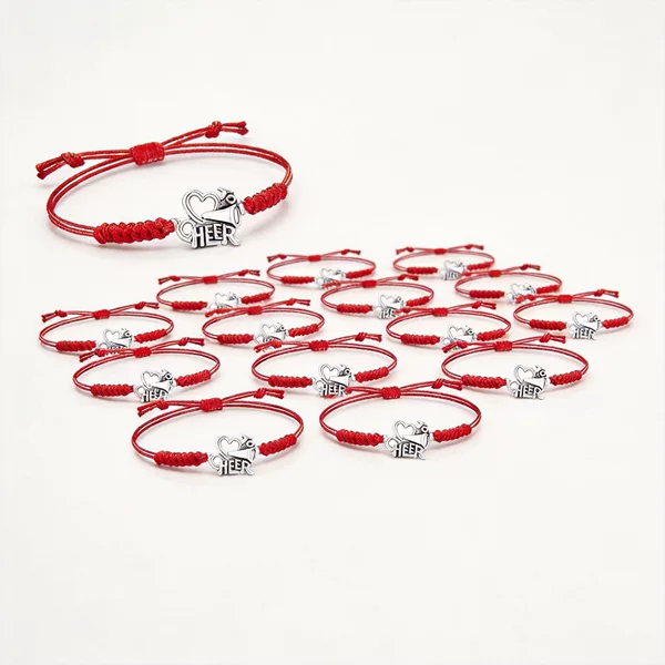 Amazon's Best-Selling Cheering Bracelets Cheerleading Team Hand-Woven Adjustable Leather Bracelets