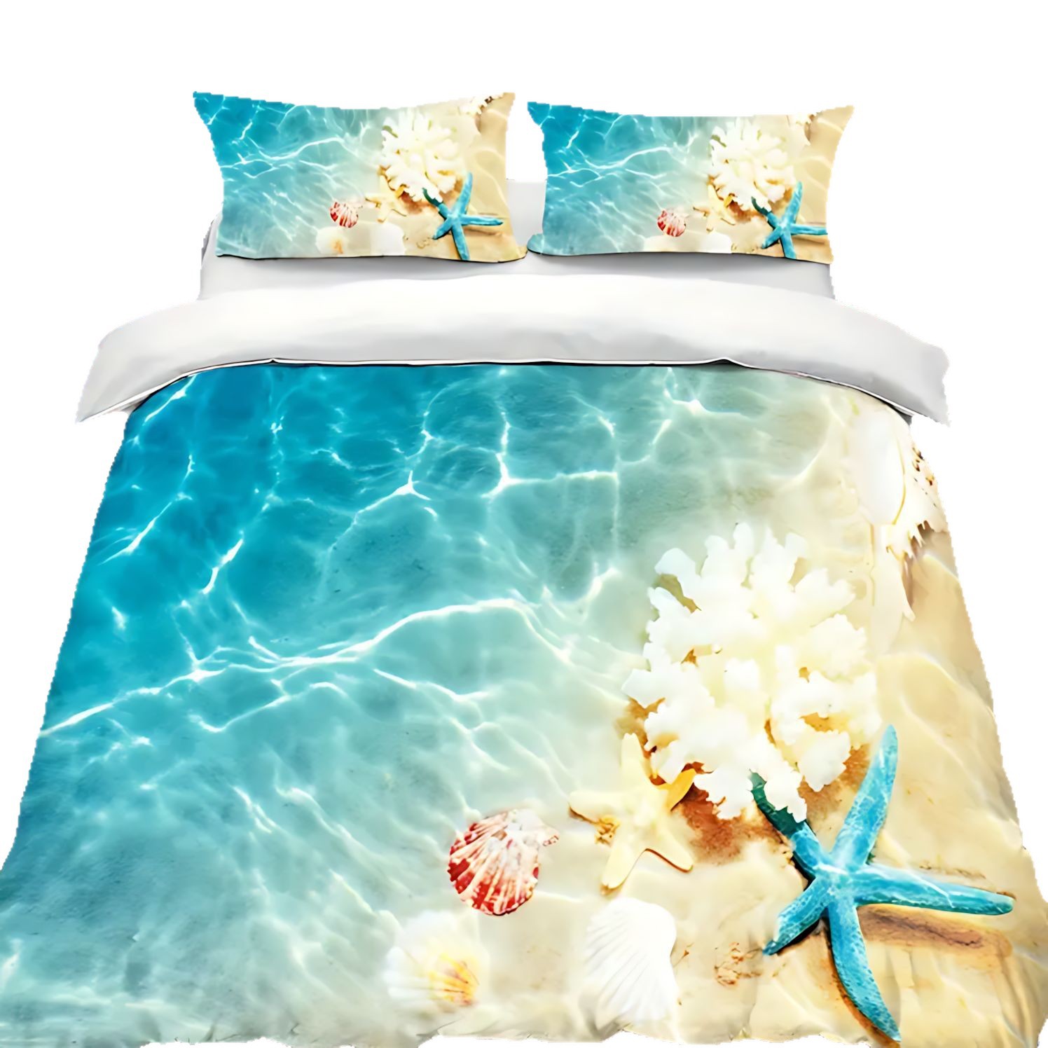 TEMU / JIT comercio exterior transfronterizo playa mar vista alta definición impresión digital colcha suave kit fuente fabricante textil doméstico