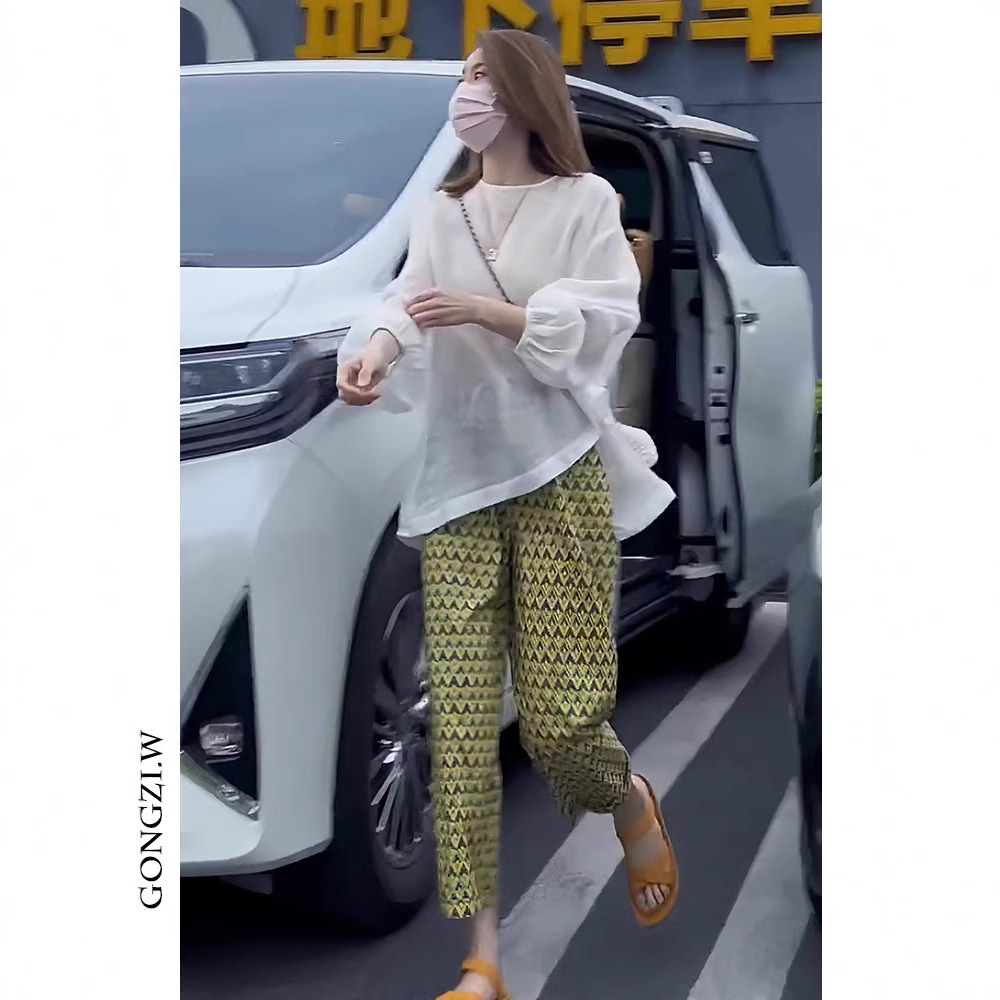 Trendy 2025 Street Fashion Youthful High-End Petite Sun-Protective Top Wide-Leg Pants Summer Outfit Set