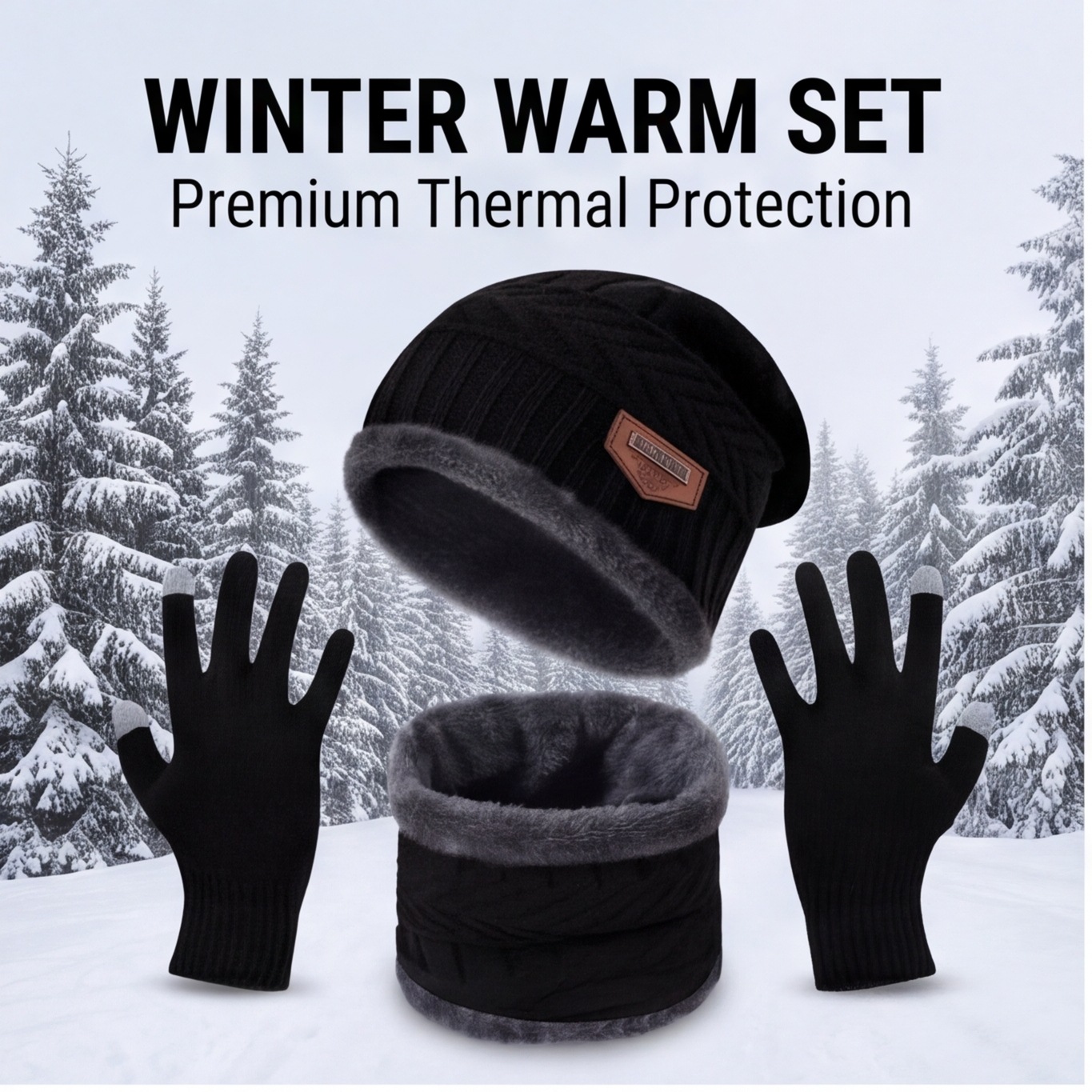 Cross-border exclusive winter men's fleece-lined warm neck warmer integrated hat, thick knitted hat, woolen beanie, women's parent-child hat