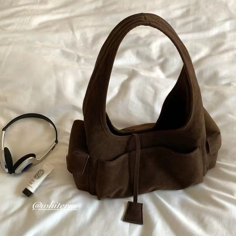 Super Popular Suede Hobo Bag for Women 2025 New Accessible Luxury Niche High-End Large-Capacity Commuter Satchel Shoulder Bag