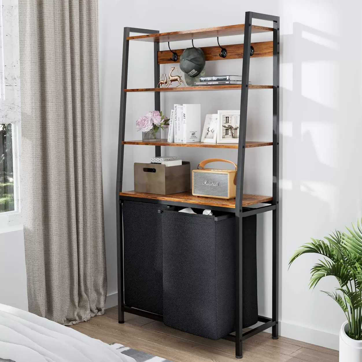 亚马逊跨境电商定制脏衣篮铁木结合衣物分拣置物篮大容量洗衣篮