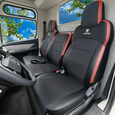 Foton Oumake New Z2 S1 Modelə uyğun (Original) oturacaq örtükləri - all-leather-black-and-red-3-seat-set-for-driver-and-passenger