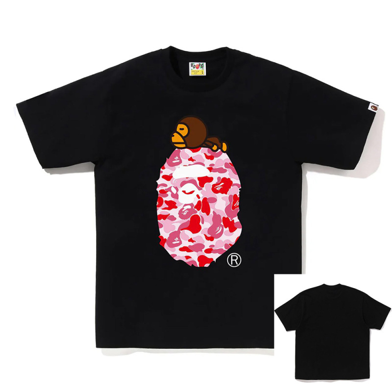 APE Ape トレンドブランド 外国貿易 ヘビーウェイト ピュアコットン ラウンドプリント ユニセックス ゆったり プレミアム 半袖 Tシャツ 25SS|undefined