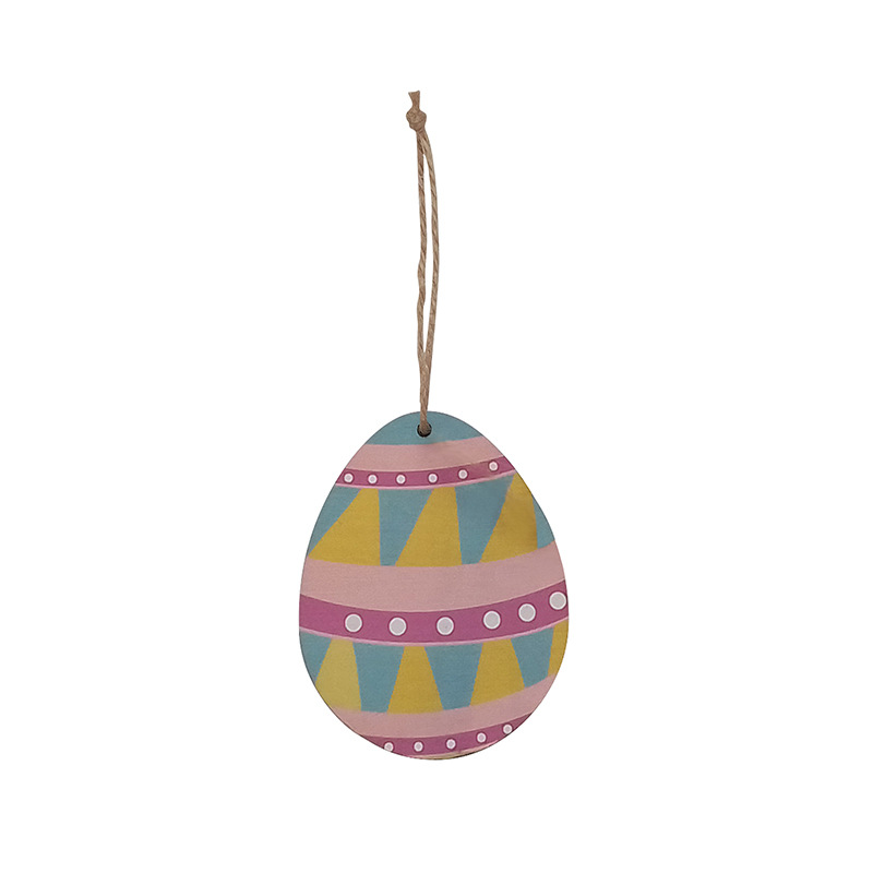 Cruz-frontera popular colgante de huevo de madera uv impresión decoración de pascua oval artesanía de madera huevo de colores chip de madera