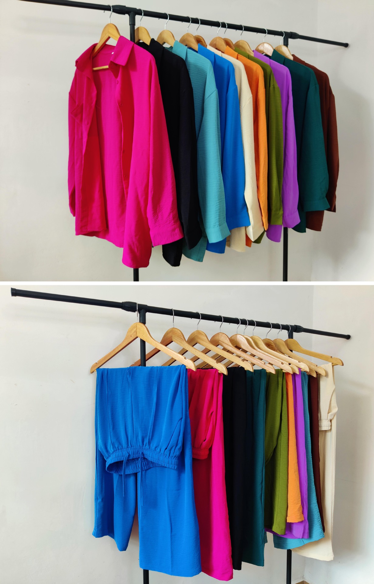 Conjunto de dos piezas para mujer camisa holgada y pantalón_voghion.com