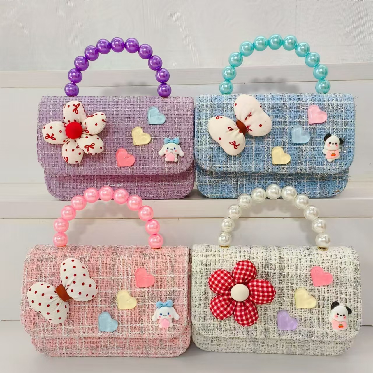 Melody bolso de perlas, bolso de princesa, bolso de hombro, bolso de cambio, accesorios, bolso cuadrado, cadena, bolso de Año Nuevo para chicas