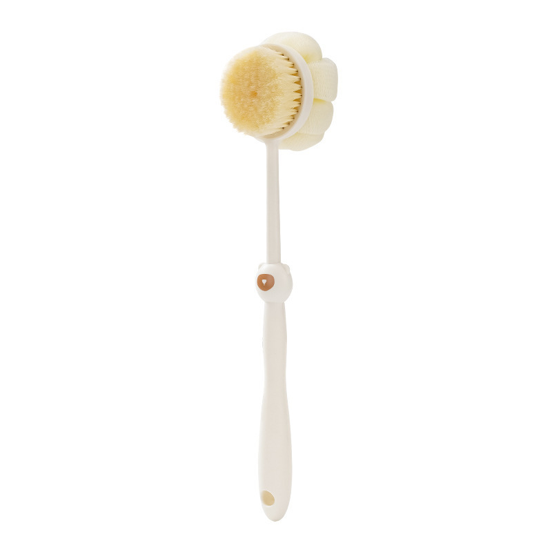 Cepillo de baño de doble cara de mango largo, cepillo de baño de espalda, artefacto mágico para el cuerpo humano con cepillo de bola de baño 2 en 1