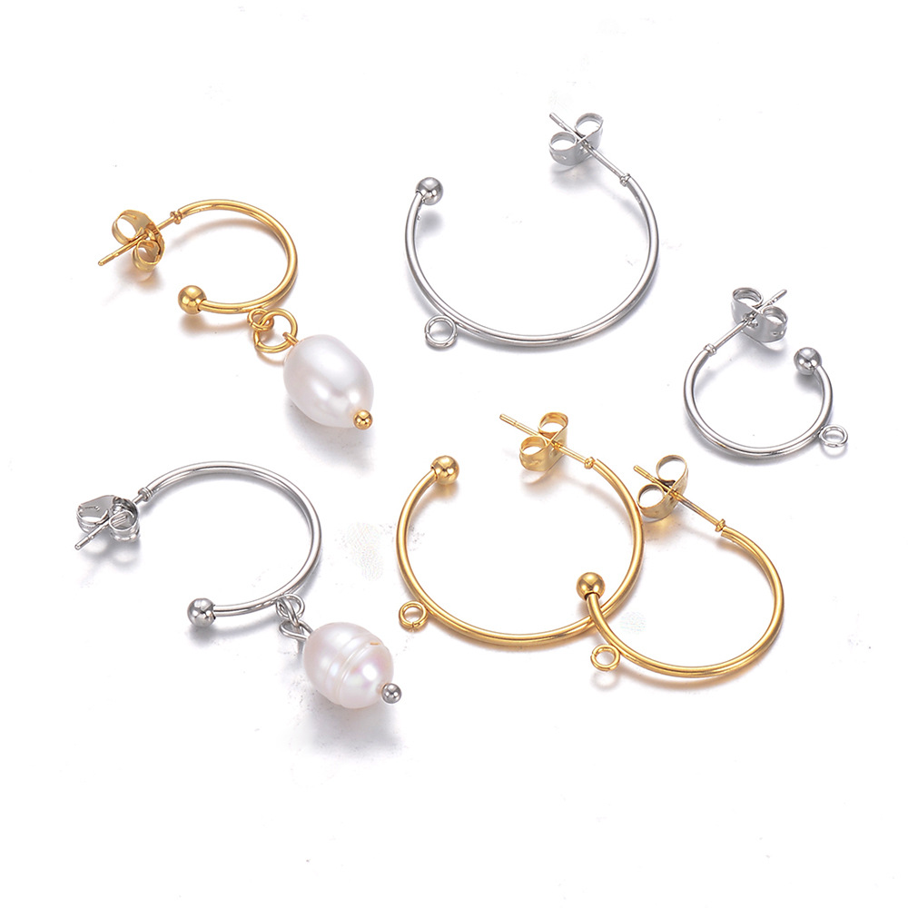 11g Weight Electroplating Gold Plating Process 10 PCS/Package Stainless Steel Solid Color Hook Earring Findings Simple Style