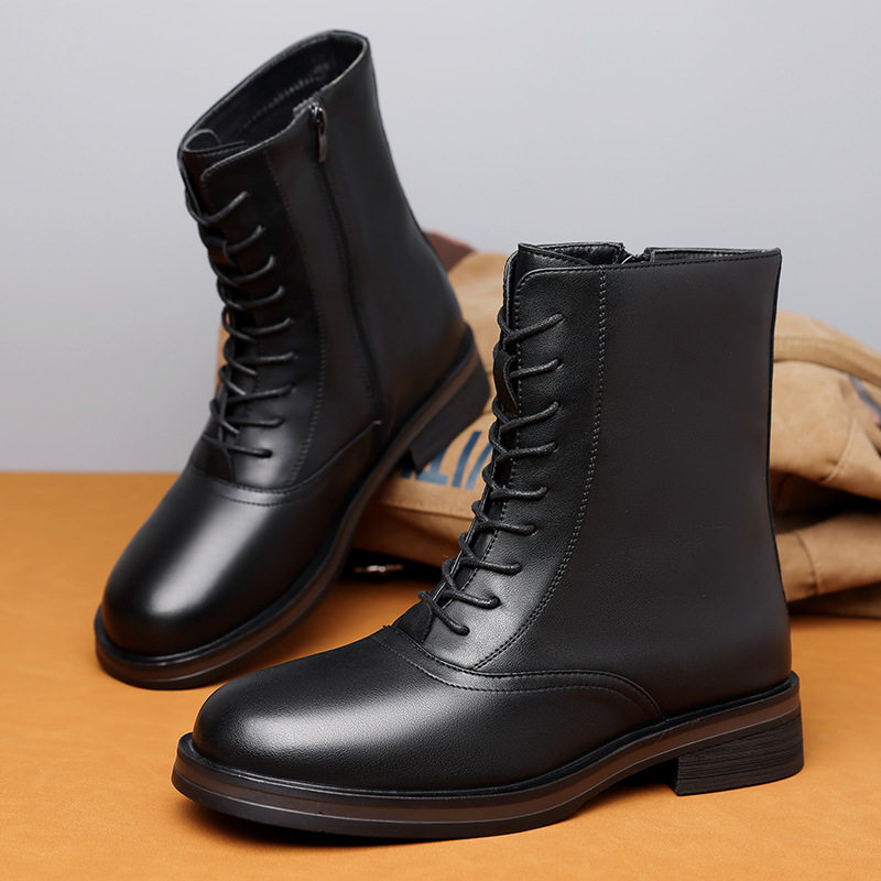 Giày bốt Martin nam cổ cao gót 3–5 cm, dây buộc phía trước, phong cách casual — Z7126 màu đen, z7126 màu nâu