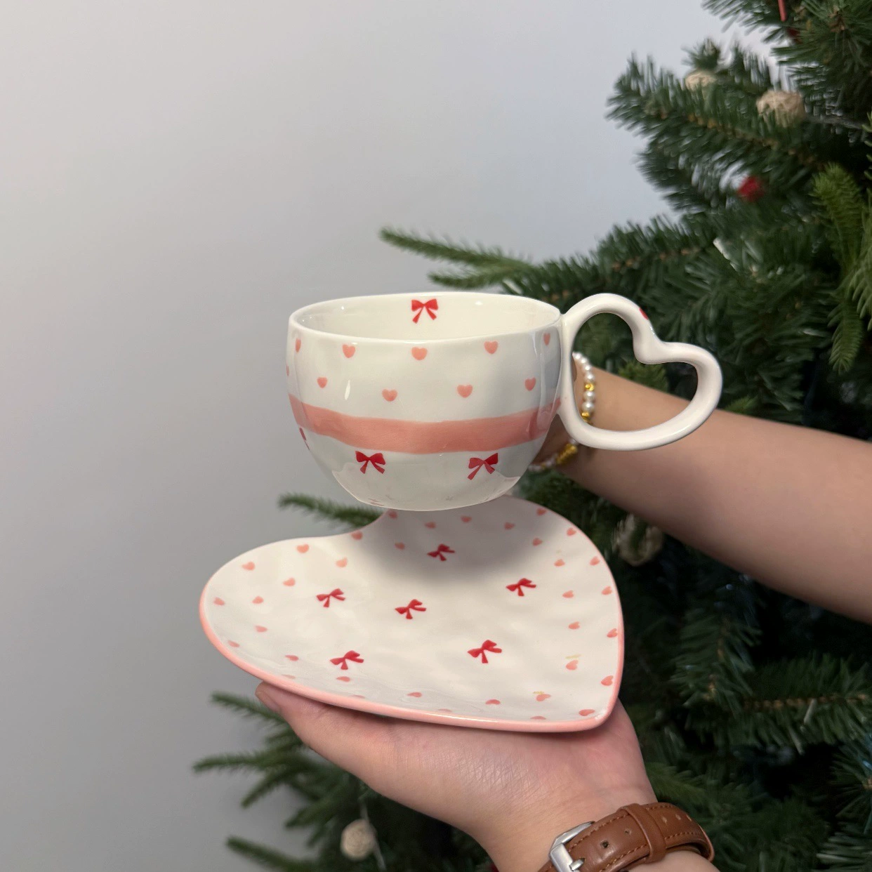 Корейский ин стиль ручная роспись сердце к сердцу ручная глина irregular love керамическая чашка для кофе и блюдце и valentines день подарок чашка и блюдце