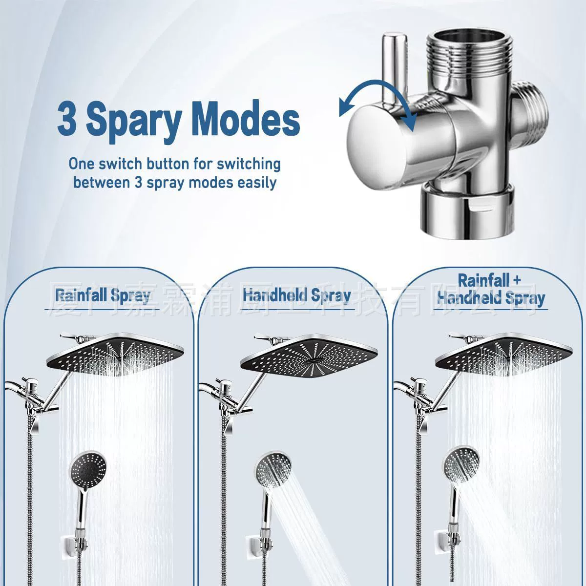 American 6-Function Handheld Shower Set with 12-Inch Rain Top Head, Pressurized Water