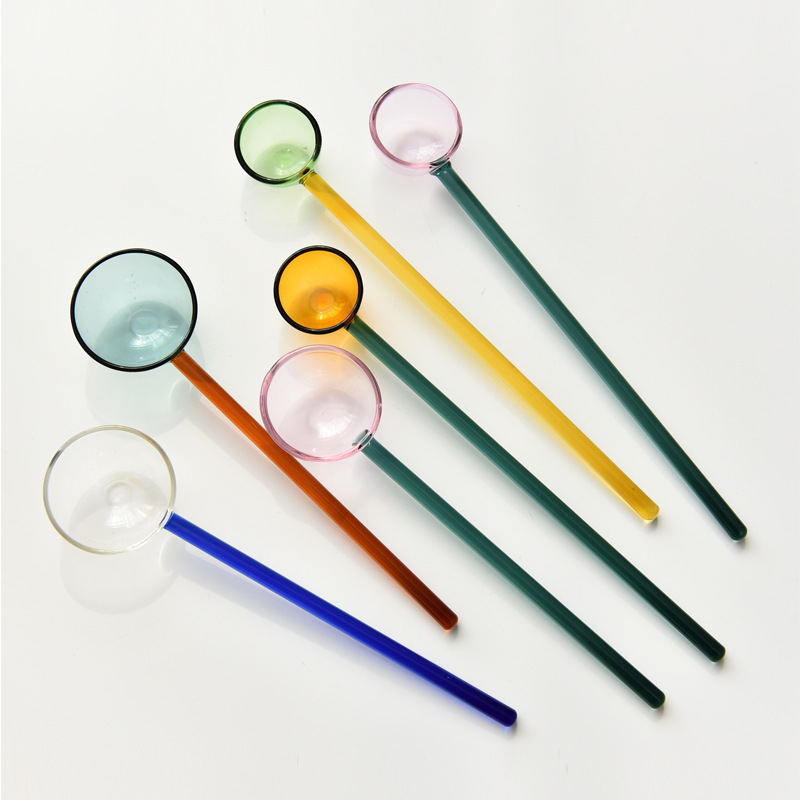 Cucharas de postre de leche creativas cucharas de vidrio transparentes coloridas cucharas de café de alto valor cucharas de mesa