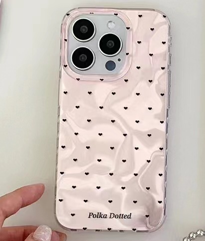 Ins fresca ondulación de agua pantalla completa pequeño amor para iPhone15/14ProMax funda para teléfono móvil 12 Apple 13 mujer