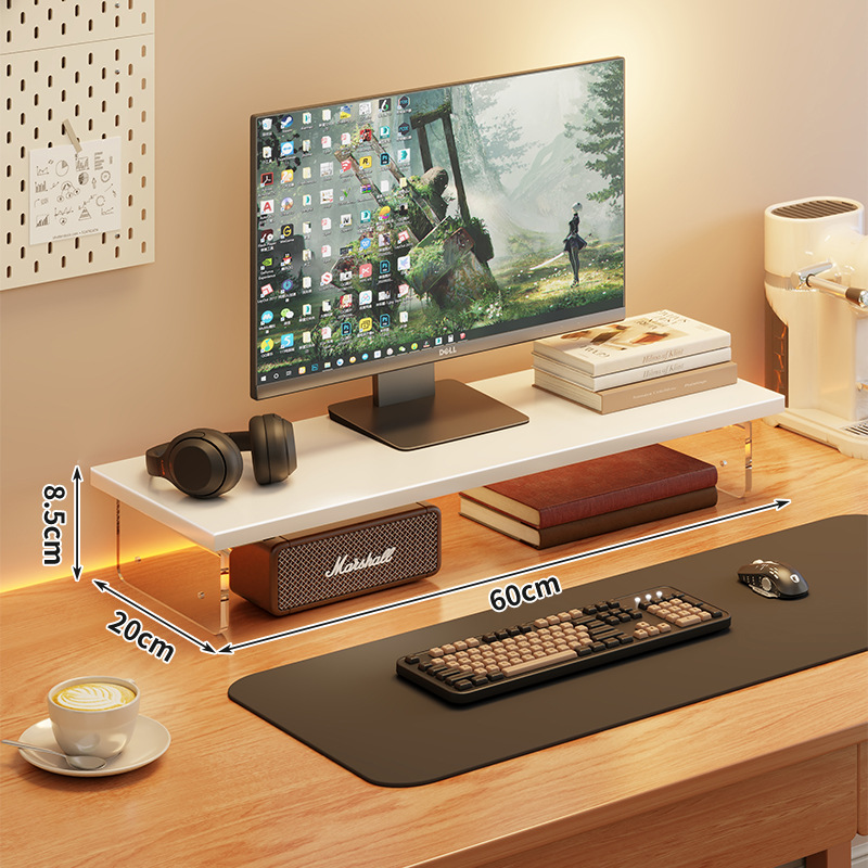 Estante de elevación de computadora escritorio acrílico de escritorio monitor base elevación de pantalla de soporte de suspensión estante de artículos