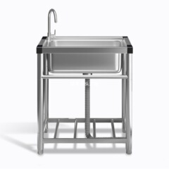業務用厨房洗面器304ステンレス洗面器スタンド付き一体式洗面器家庭用水槽大単槽