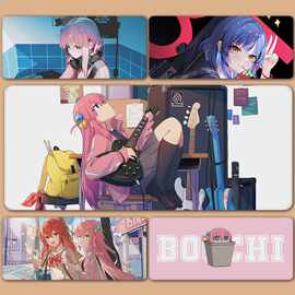 定 制动漫鼠标垫超大锁边孤独摇滚波奇后藤一里伊地知虹电脑桌垫