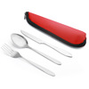 Chopsticks, tableware, set stainless steel, handheld cloth bag, suitable for import, 3 piece set, Birthday gift