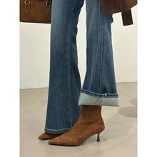 尖头短靴女2025秋冬季新款女靴细跟靴子短筒靴高跟鞋马丁靴瘦瘦靴