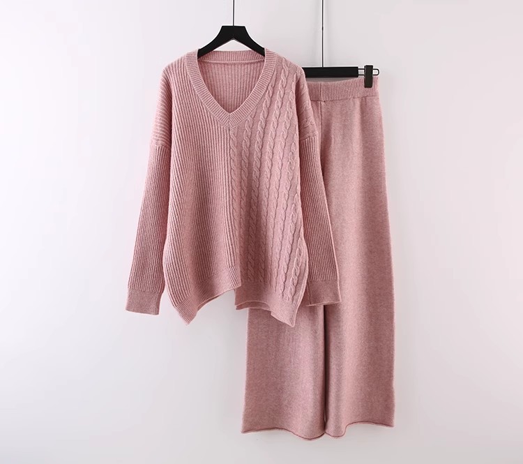 Women's Clothing pullover sweaters fashionable loose knit sweaters wide leg pants two piece suits for women_voghion.com