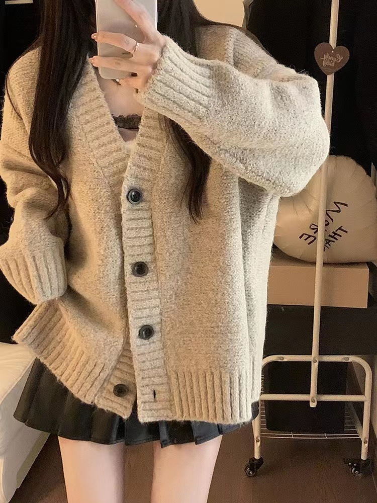 ChicShe ChicShe 2024 New Autumn Winter High-End Knitted Cardigan Sweater For Women Soft Casual Loose Lazy Style Versatile Coat_voghion.com